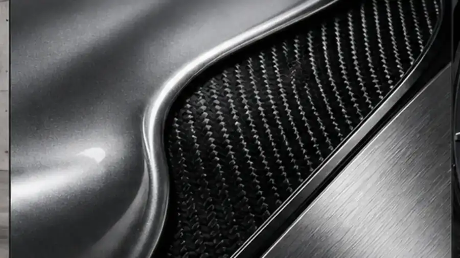 Close-up of paint and carbon texture